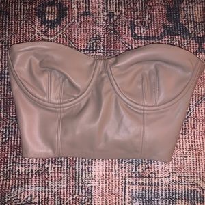 Zara faux leather cropped tube top